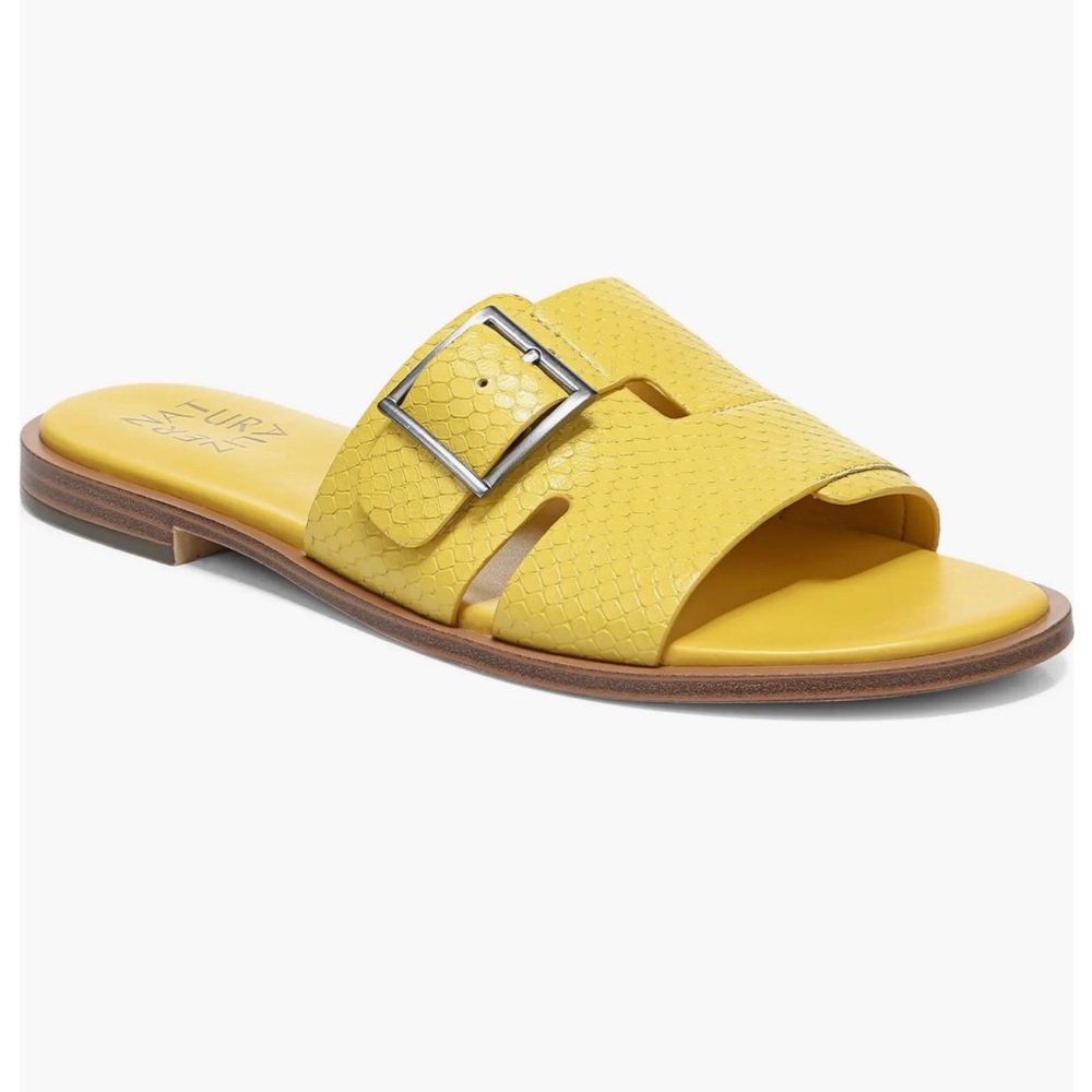 Naturalizer Yellow Faryn Slide Sandal with Silver Buckle Detail, Size 11
